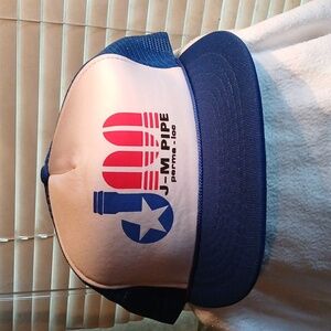 Vtg J-M Pipe Texas Trucker Hat Snap Back Mesh Red White Blue NOS Ball Cap